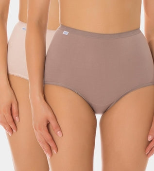 Sloggi Maxi 2 Pack Briefs in Pink/Brown