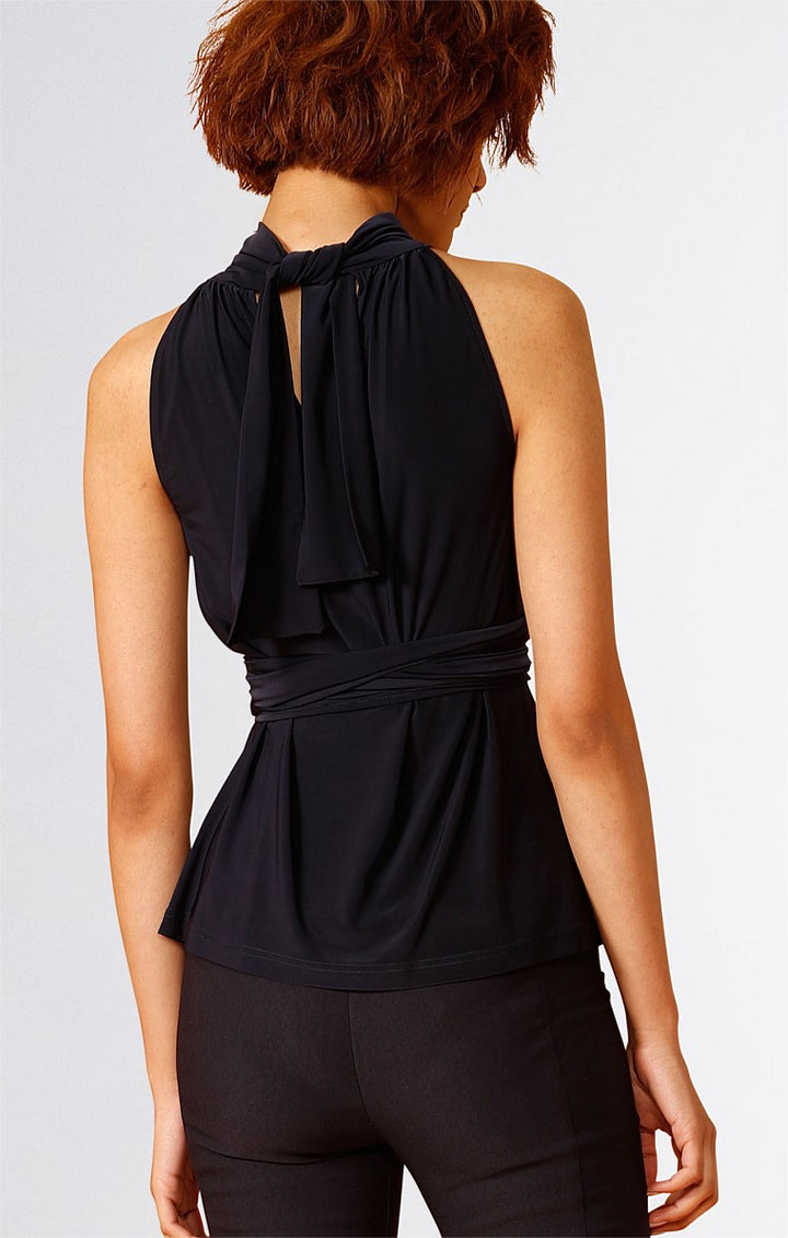 Sacha Drake High Neck Tie Top in Navy