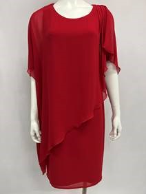 RTM Chiffon Overlay Dress in Red 12145