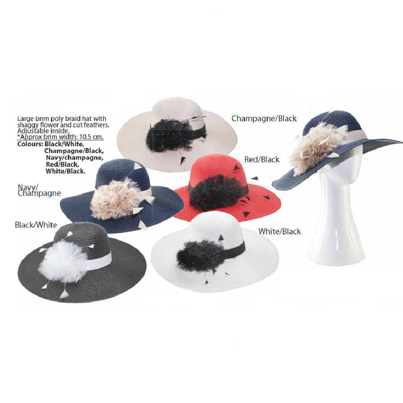 Distinctive Hats Large Brim Poly Braid hat in White/Black 19505