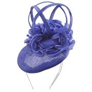 Distinctive Hats Pillbox with silk flower and loops Royal Blue 16450-RBLU