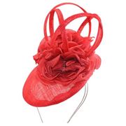 Distinctive Hats Pillbox with silk flower and loops Red 16450-RED
