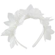 Distinctive Hats Sheer Embroidered Flowers in White 20203-WHI