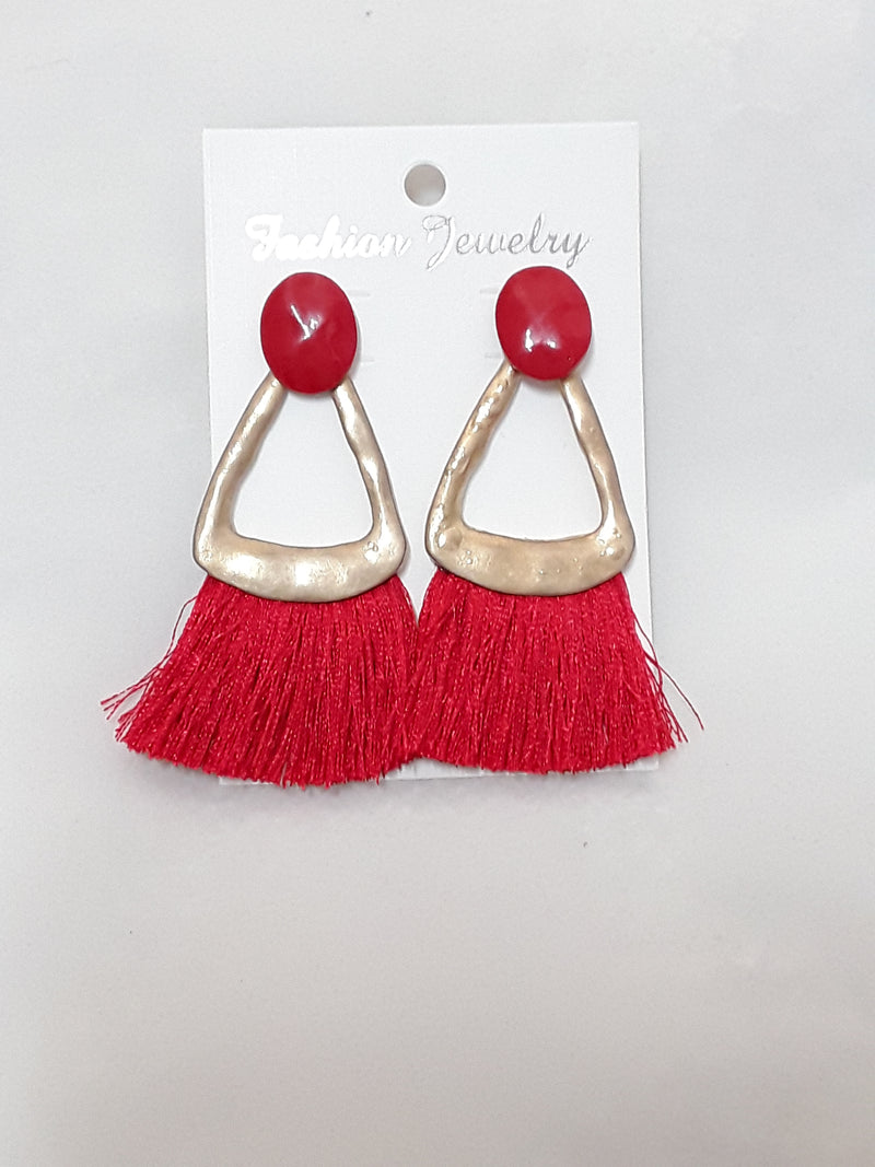 De Cavalier red triangle tassle earrings 430