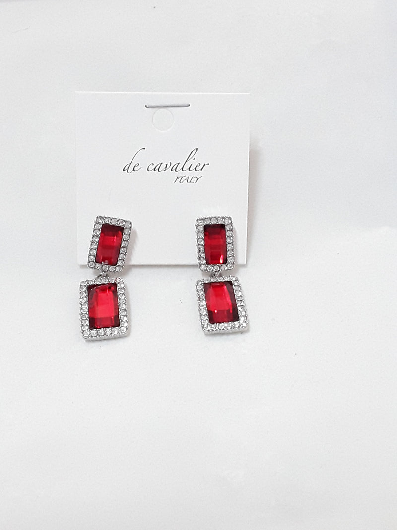 De Cavalier red and diamonte earrings 683