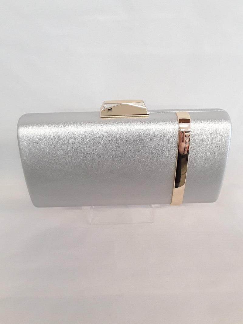 Silver clutch with gold trim 839