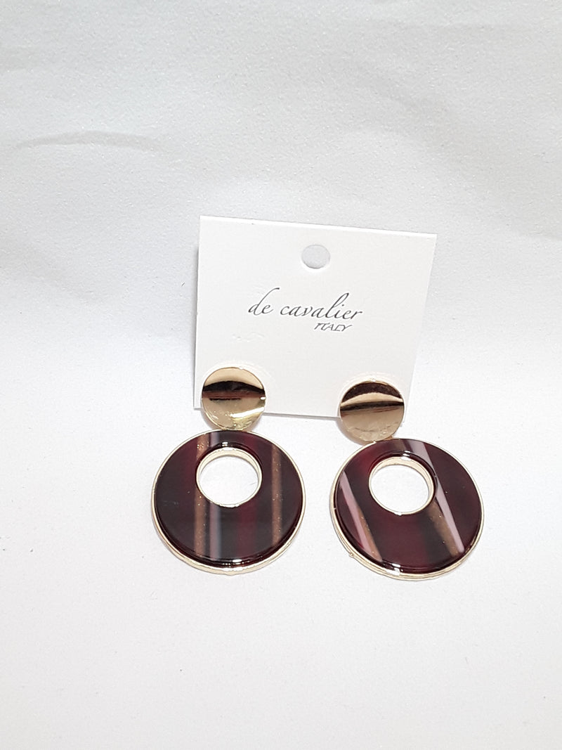 De Cavalier burgundy and gold earrings 276