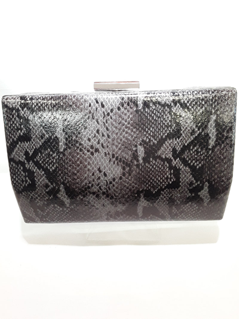 Clutch black snake skin with silver trim 466