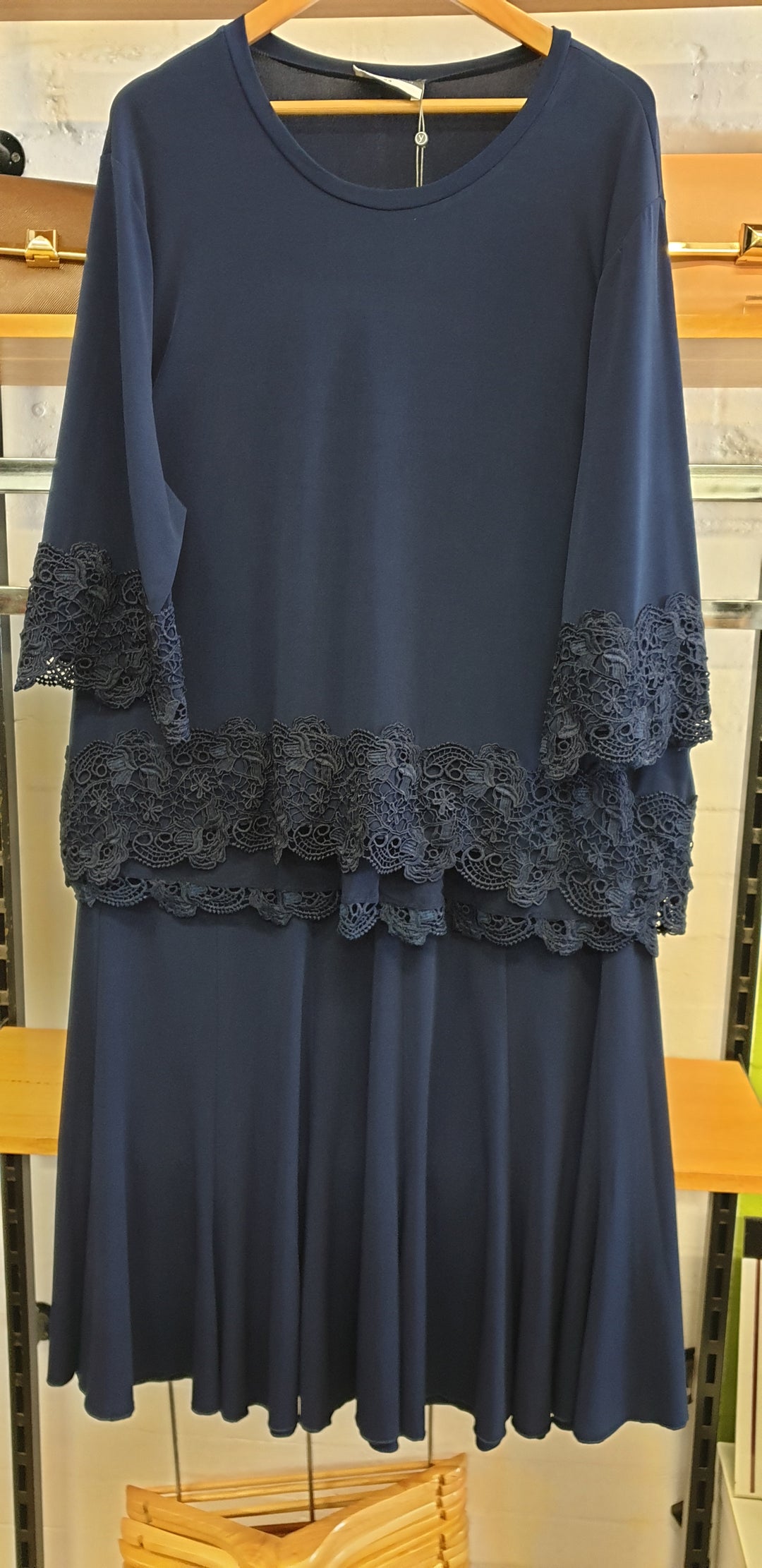 Yesadress poly knit panel skirt in Navy, Teal and Shiraz Y245