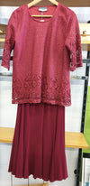 Yesadress woven lace short sleeve top in Teal or Shiraz Y307