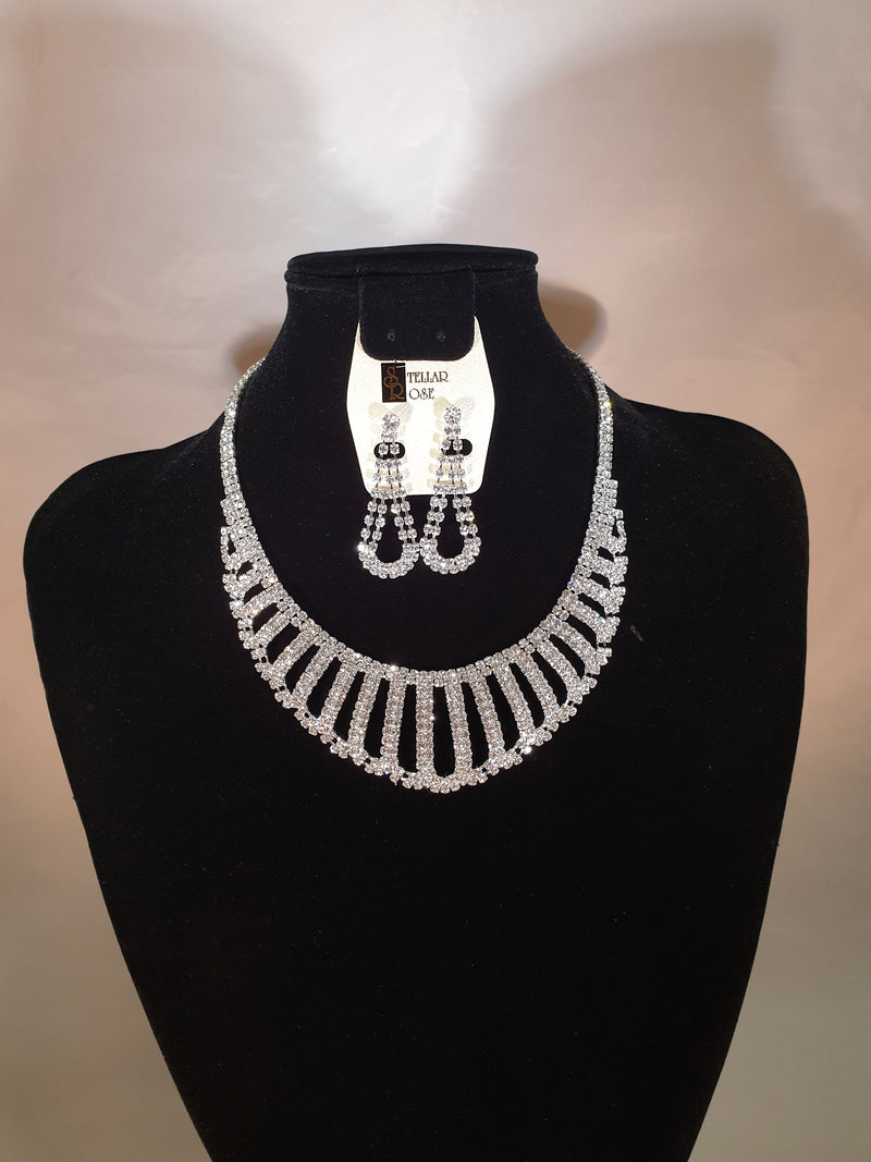 Stellar Rose Diamonte necklace and earrings set 59204