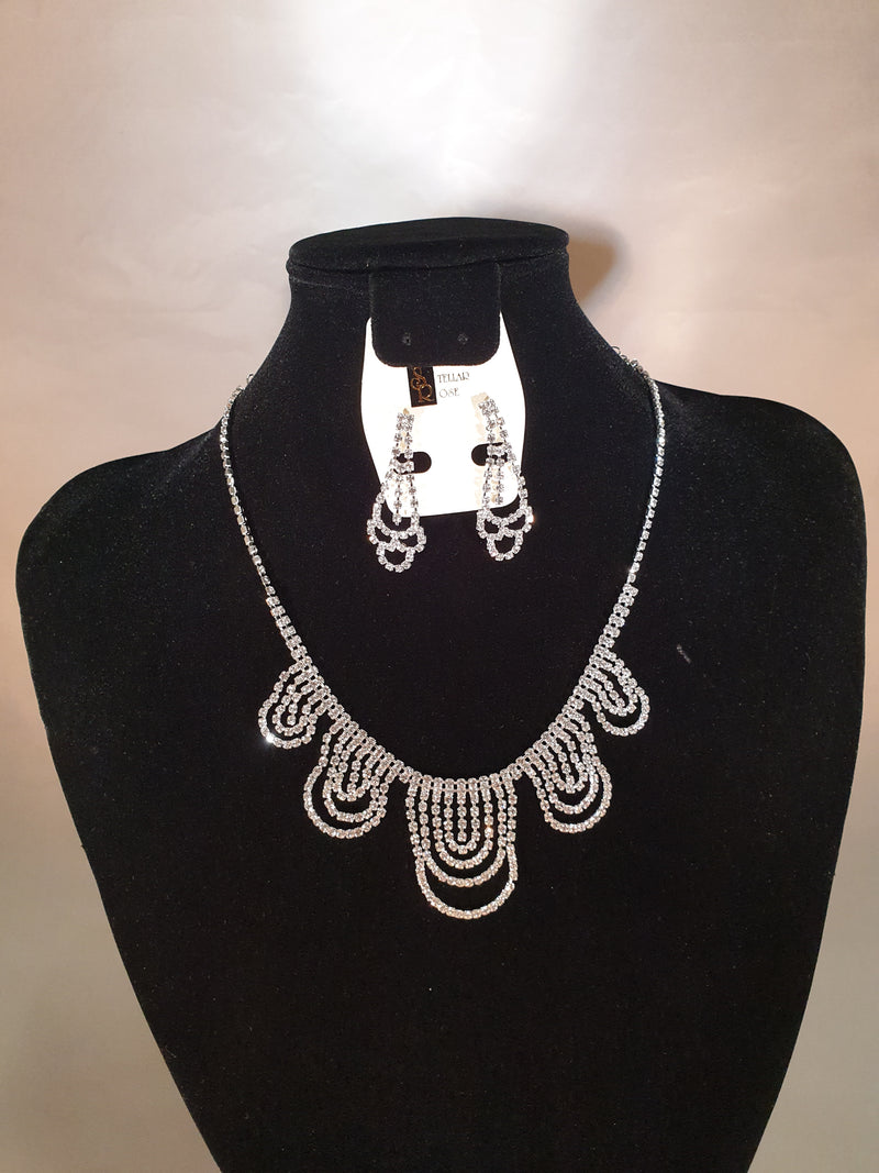 Stellar Rose Diamonte necklace and earrings set 60203