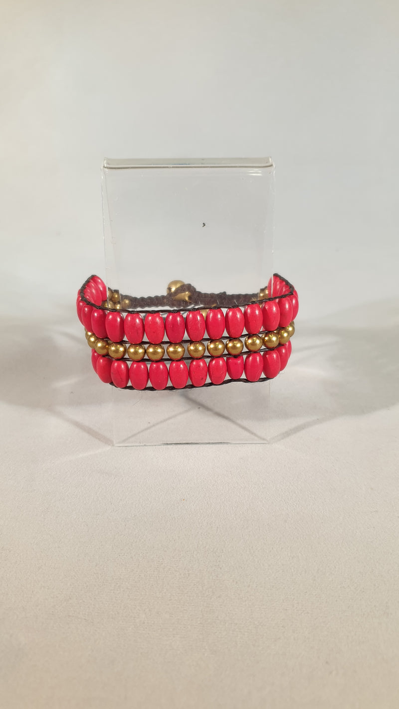Stellar Rose Red bead bracelet 62415