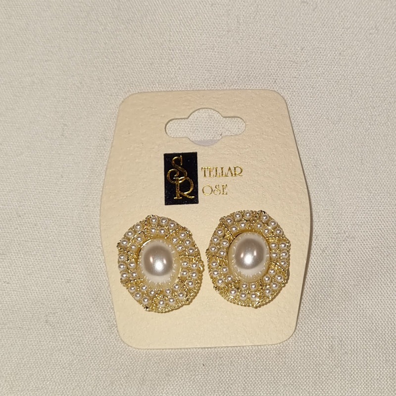 Stellar Rose Pearl Oval Clip on earrings 64943
