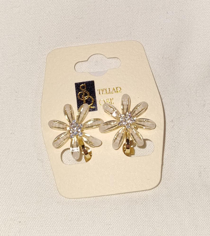 Stellar Rose Flower Bead Clip on earrings 64956