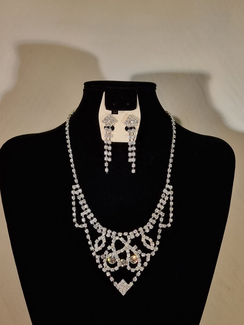 Stellar Rose Diamonte necklace and earrings set 67200A