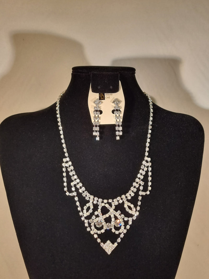 Stellar Rose Diamonte necklace and earrings set 67200