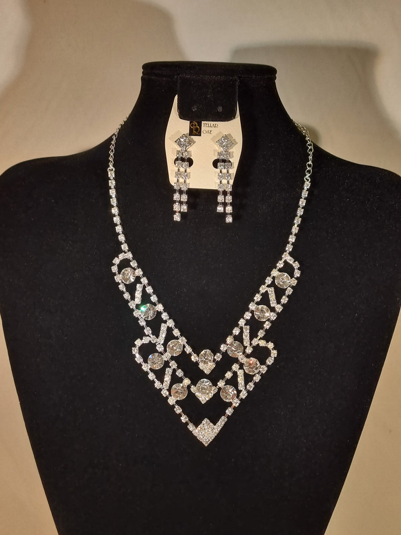 Stellar Rose Diamonte necklace and earrings set 67201