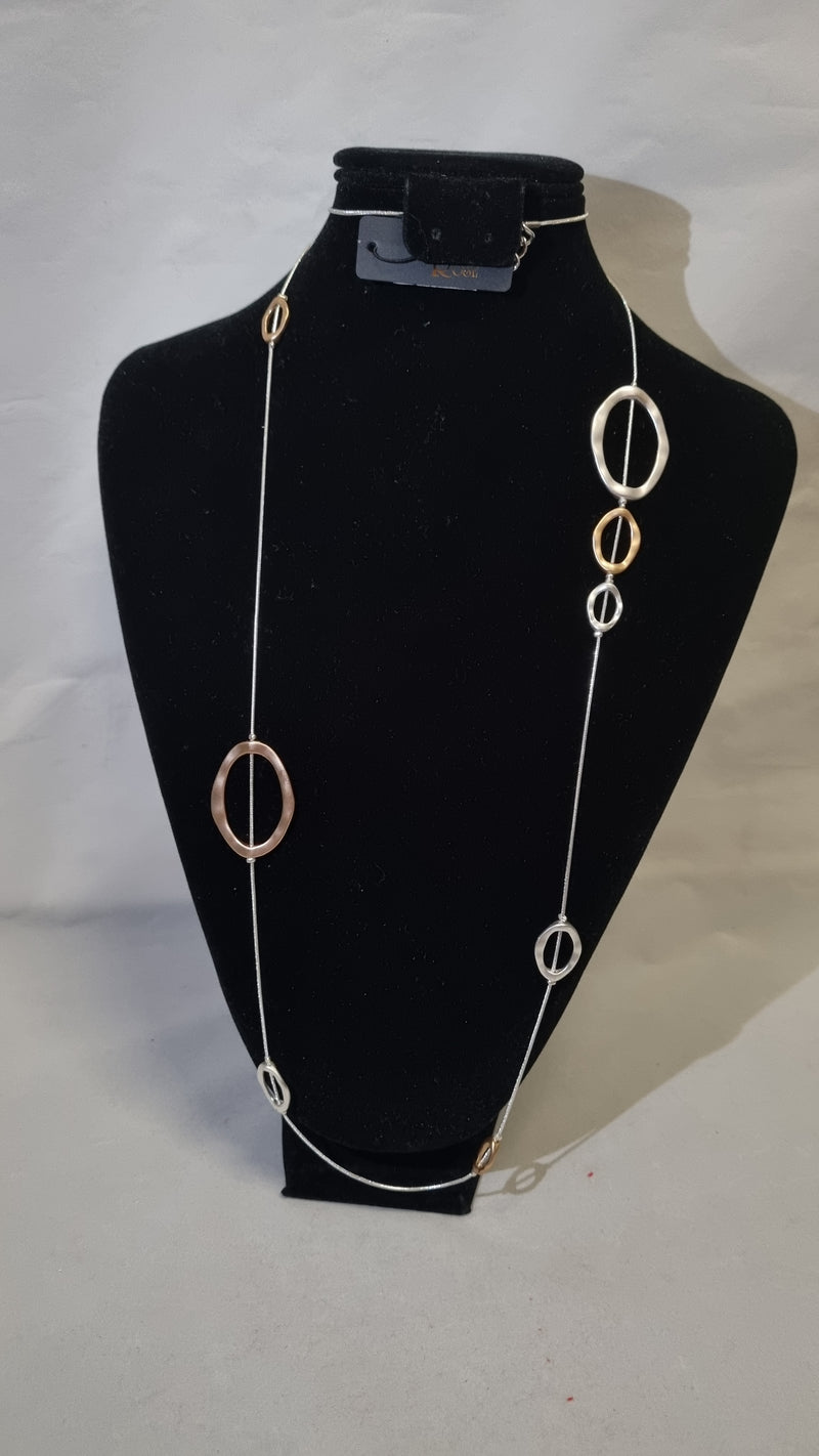 Stellar Rose Silver and Gold long necklace 70076