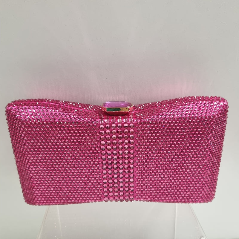 Diamante Covered Clutch in Hot Pink