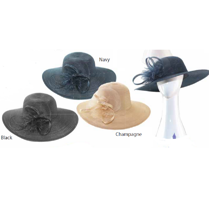 Distinctive Hats Medium Brim Organza Braid Hat in Navy FH21502-NAV