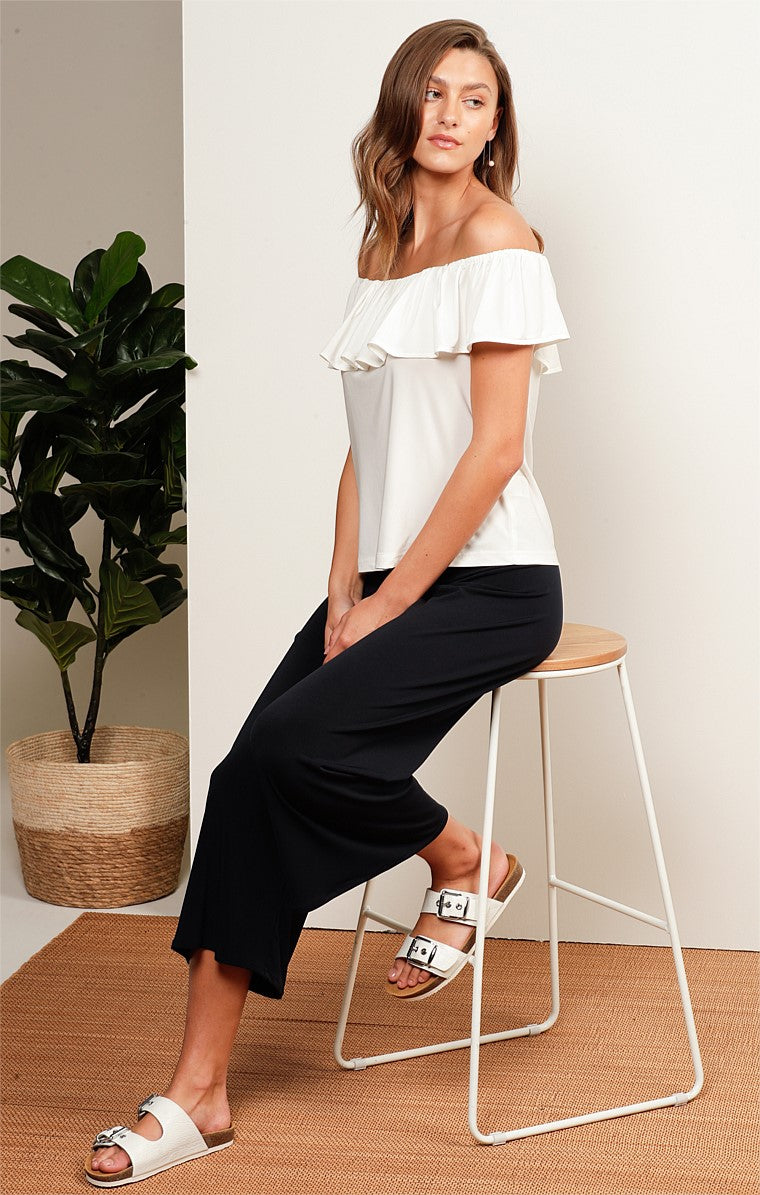 Sacha Drake Off Shoulder Frill Top in Ivory