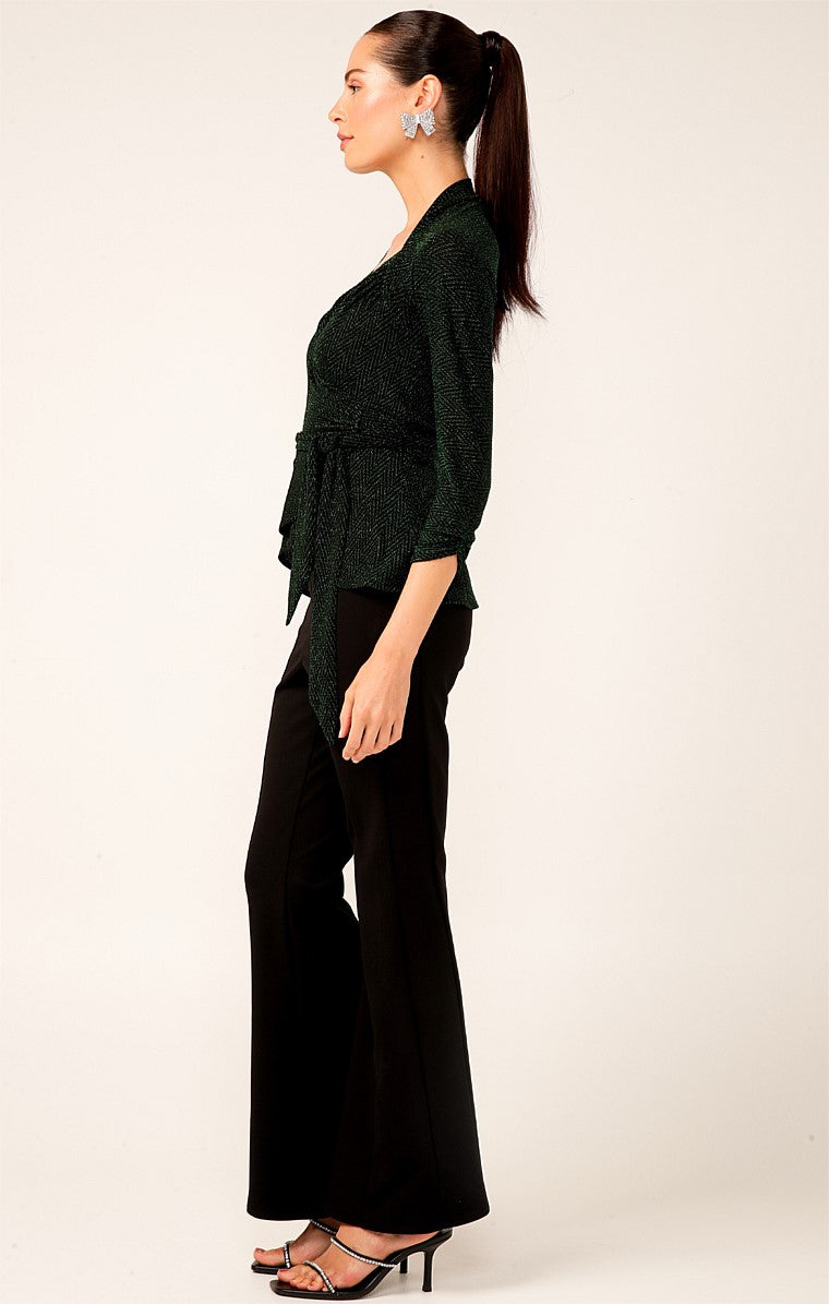 Sacha Drake River Fire Wrap Top in Emerald