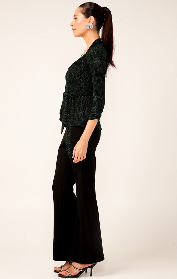 Sacha Drake River Fire Wrap Top in Emerald