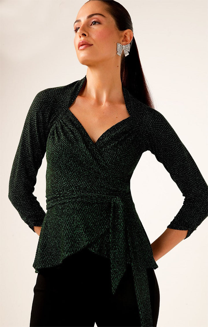 Sacha Drake River Fire Wrap Top in Emerald