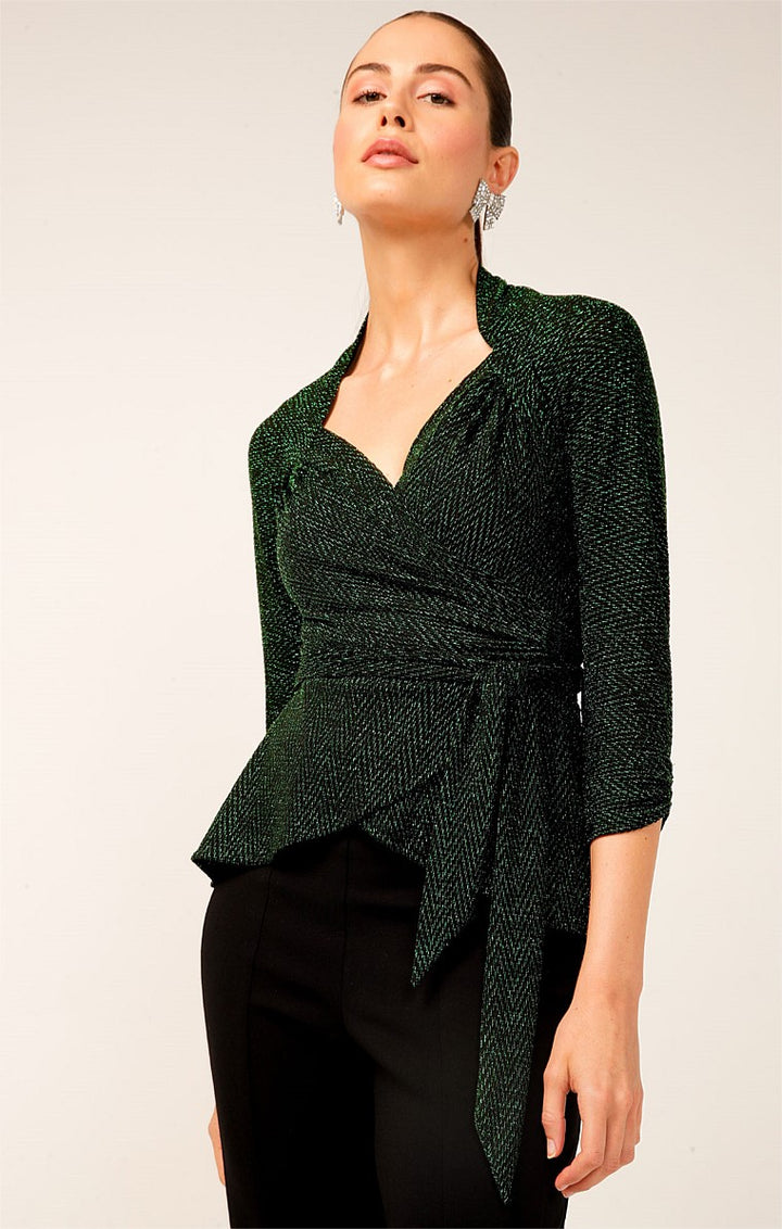 Sacha Drake River Fire Wrap Top in Emerald