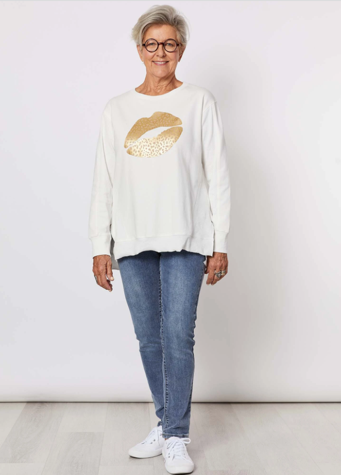 Threadz Gold Foil Lip Print Cotton Sweats