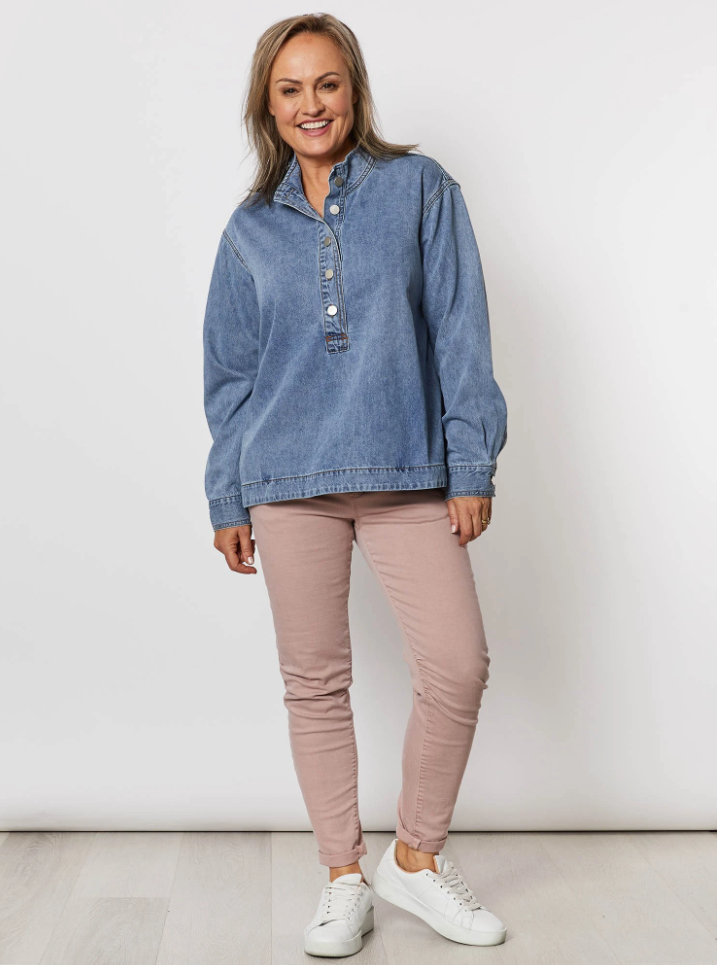 Threadz Button Detail Denim Shirt