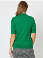 Gordon Smith Donna Mock Neck Short sleeve Knit in Emerald