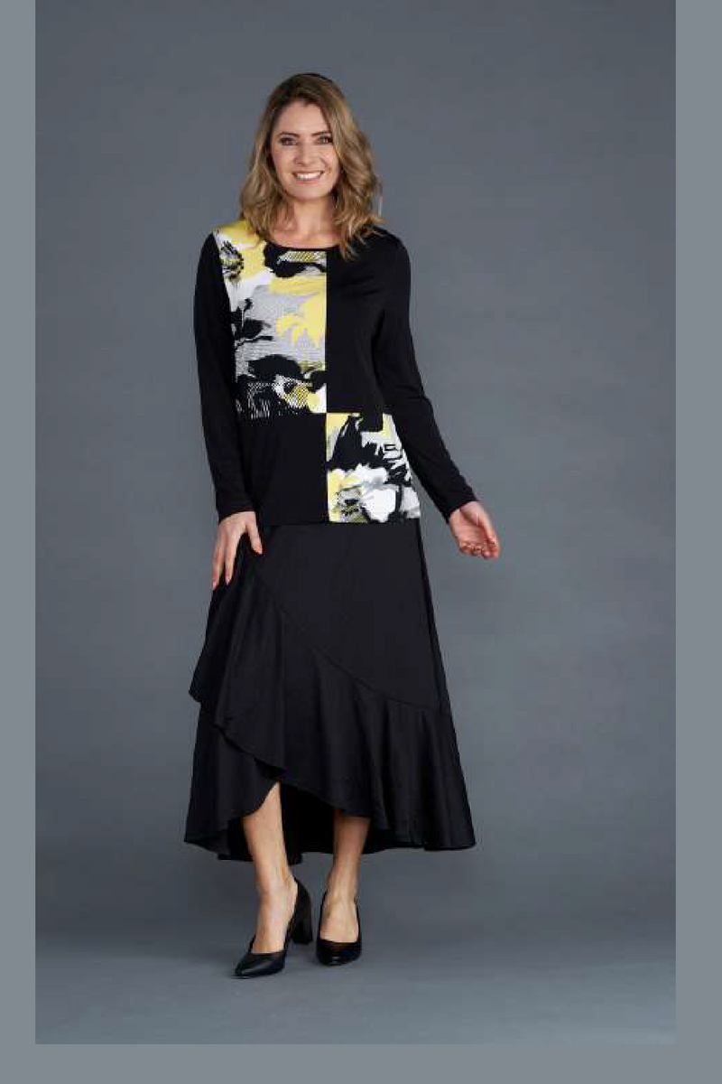 Vivid Jersey Plain Knit Skirt in Navy or Black V4551