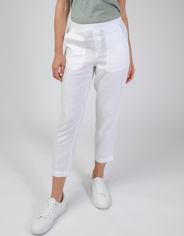 Jump 7/8 Core Linen Pant in White