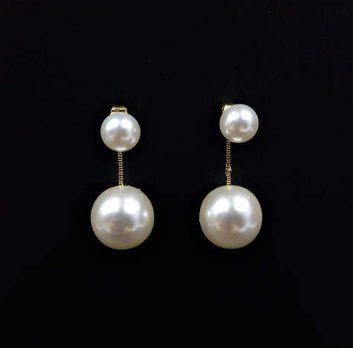 Pearls and gold drop earrings 5490