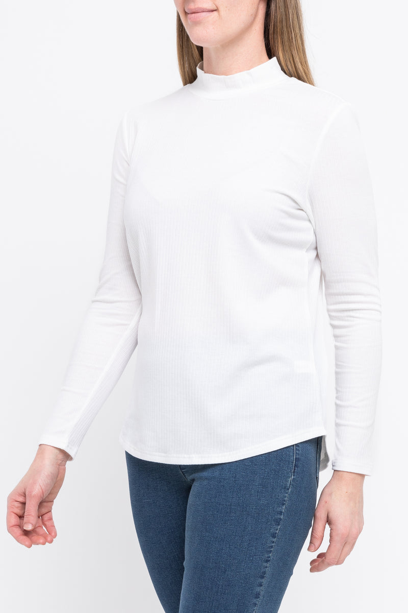 Jump Mock Neck Rib Top in Ivory