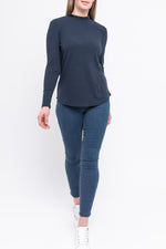 Jump Mock Neck Rib Top in Navy