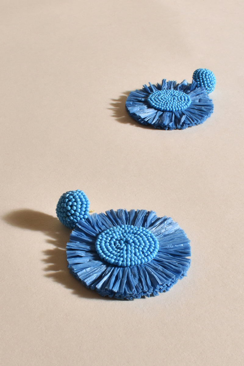 Bead Raffia Event Earrings in Sky Blue AEA2949