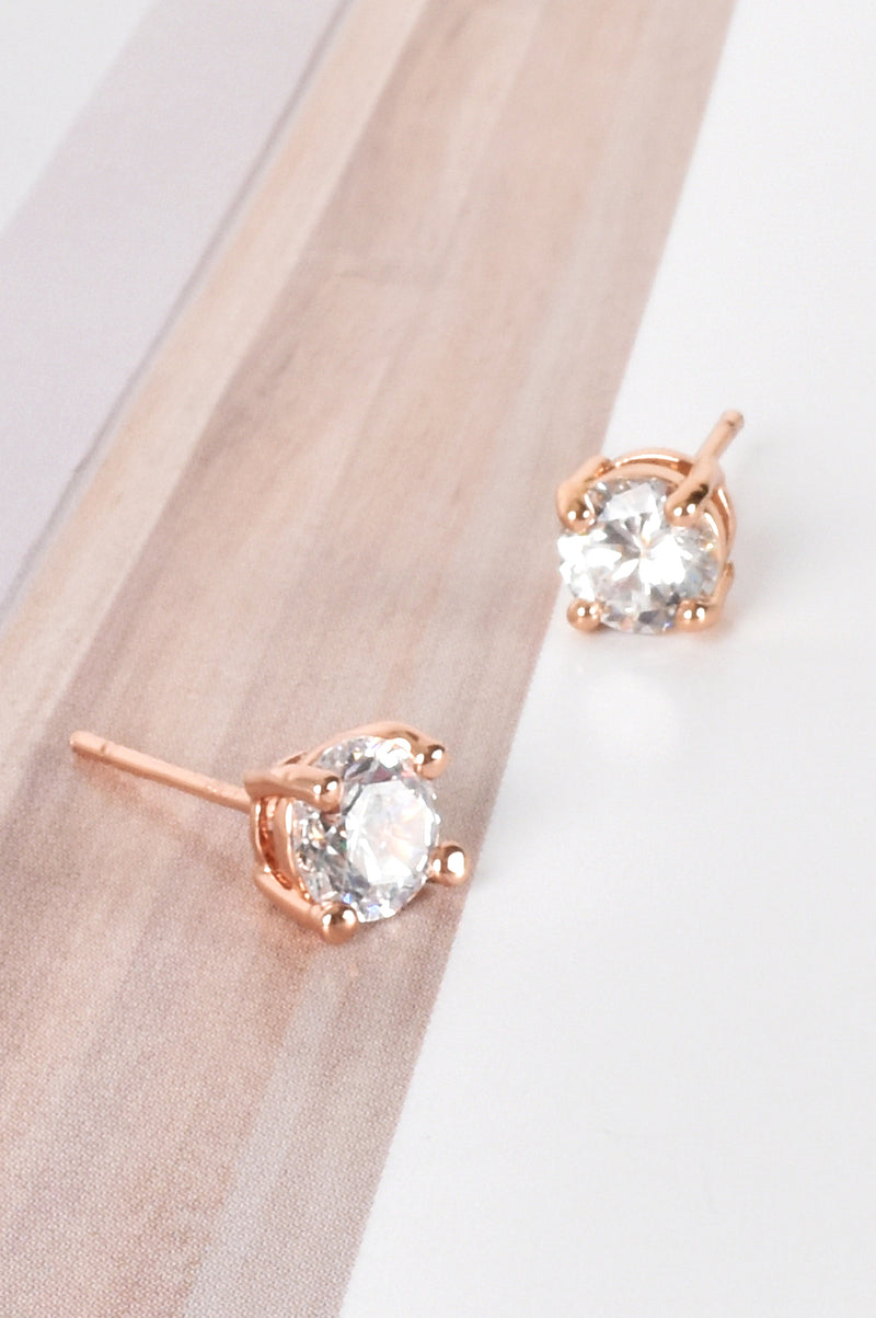 Cubic Zurconia Stud Earring Rose Gold