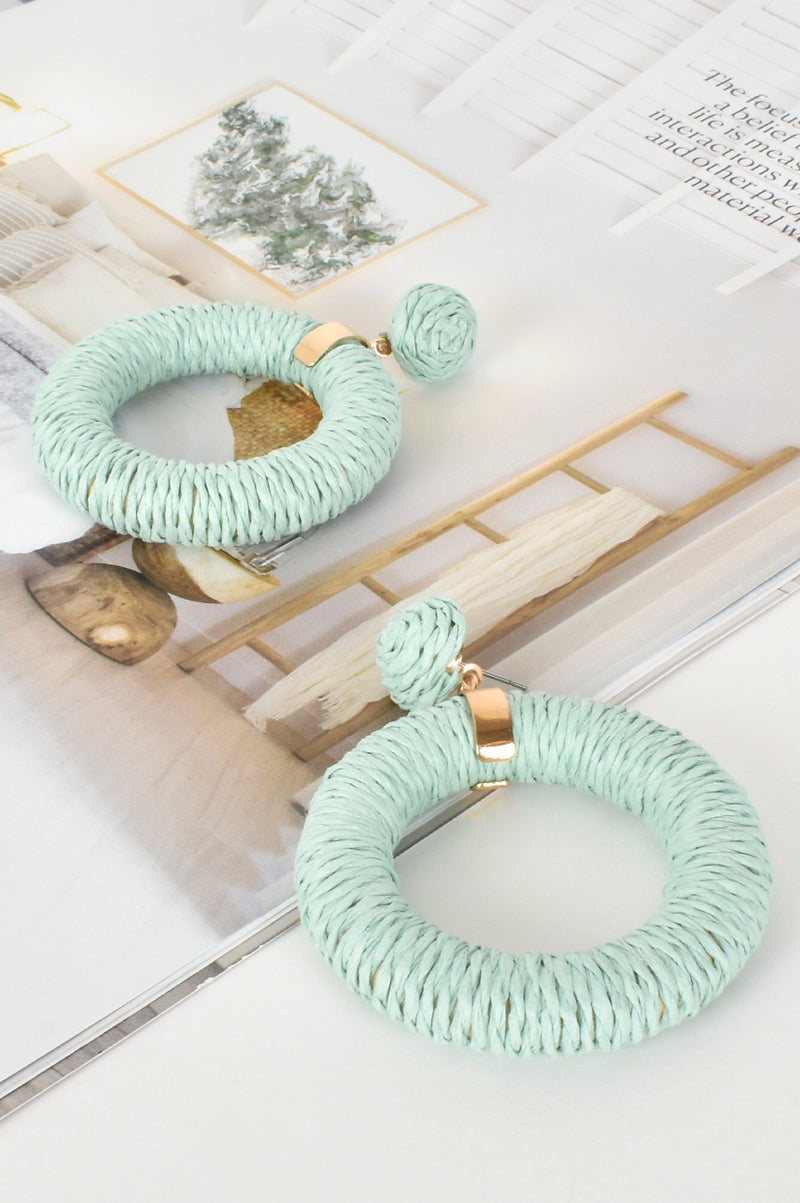 Weave Ring Drop Earring in Sage