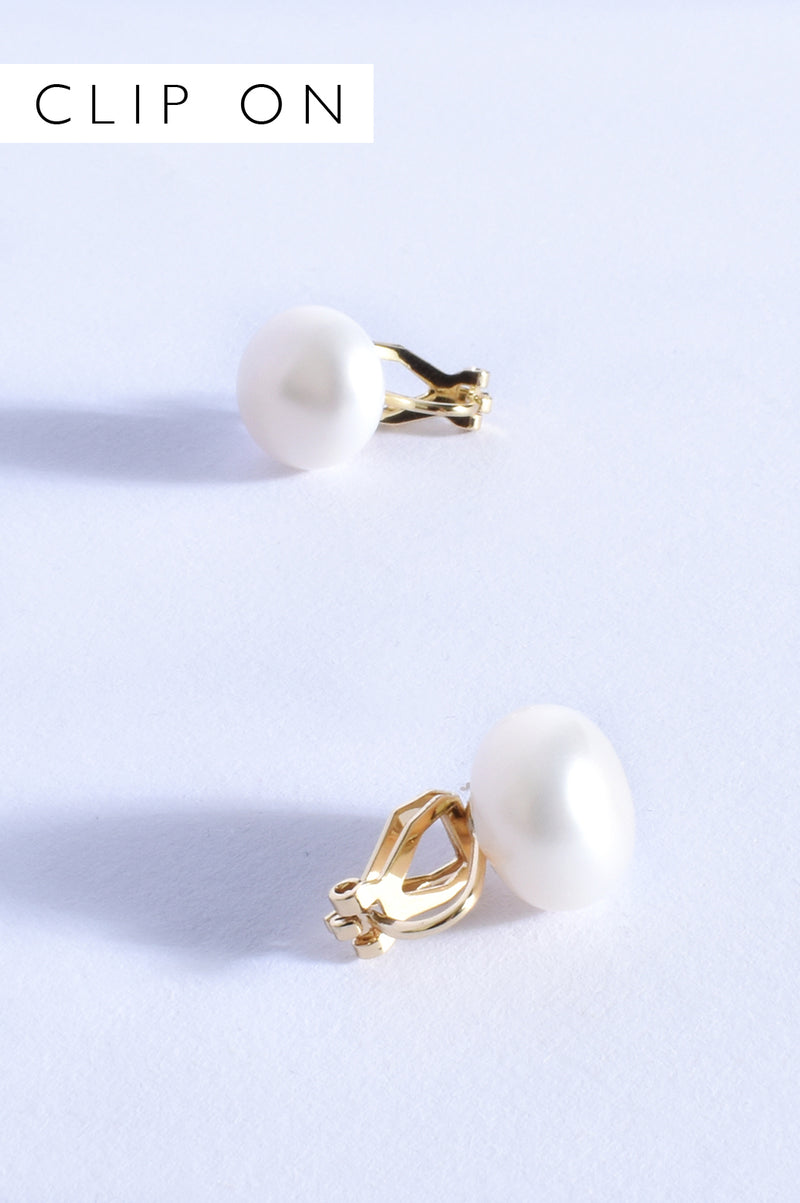 Adorne Everyday Pearl Clip on Earrings Cream