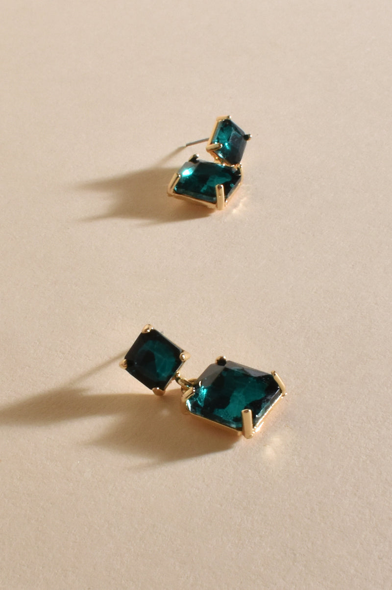 Lottie Drop Jewel Earrings in Green Gold AEA3353