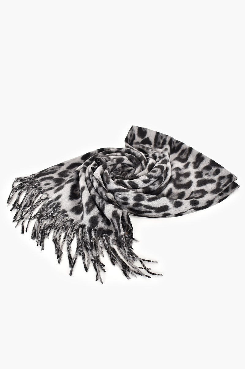 Cosy Leopard Scarf Grey