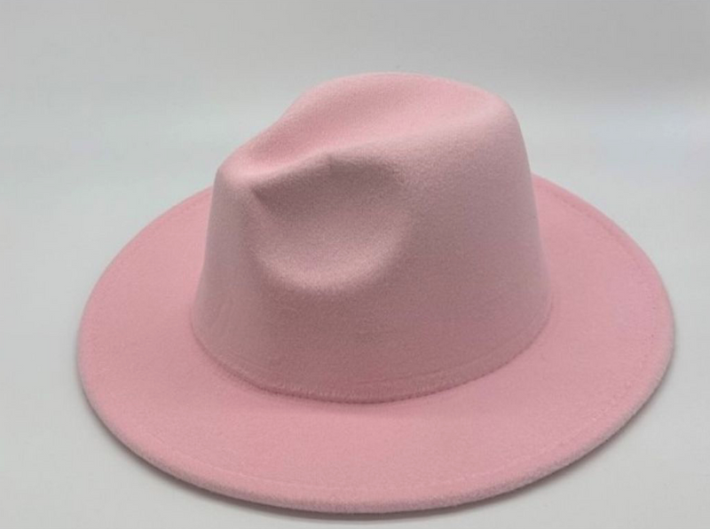 Label Of Love Pink Felt Fedora Hat ATG7425