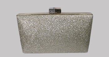 Glitter Evening Clutch with Diamante Clasp in Gold B-24
