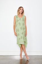 Holmes and Fallon Double Layered Sleeveless Dress in Green