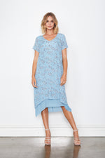 Holmes and Fallon Double Layered Sleeved Dress in Blue