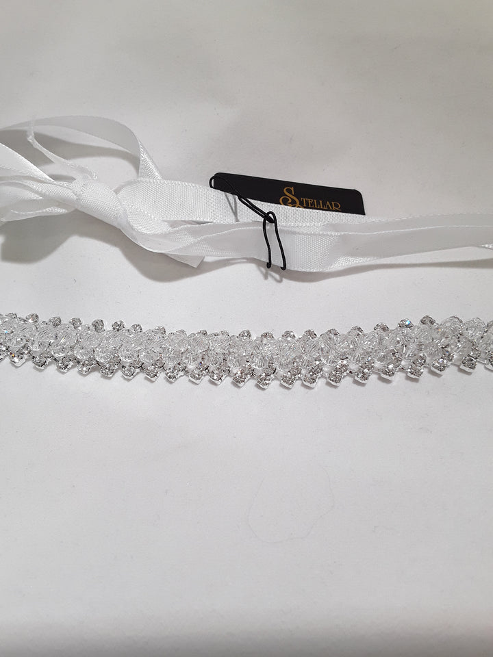 Stellar Rose Rhinestone Hair Bling or Bling Belt, with ribbon  61601