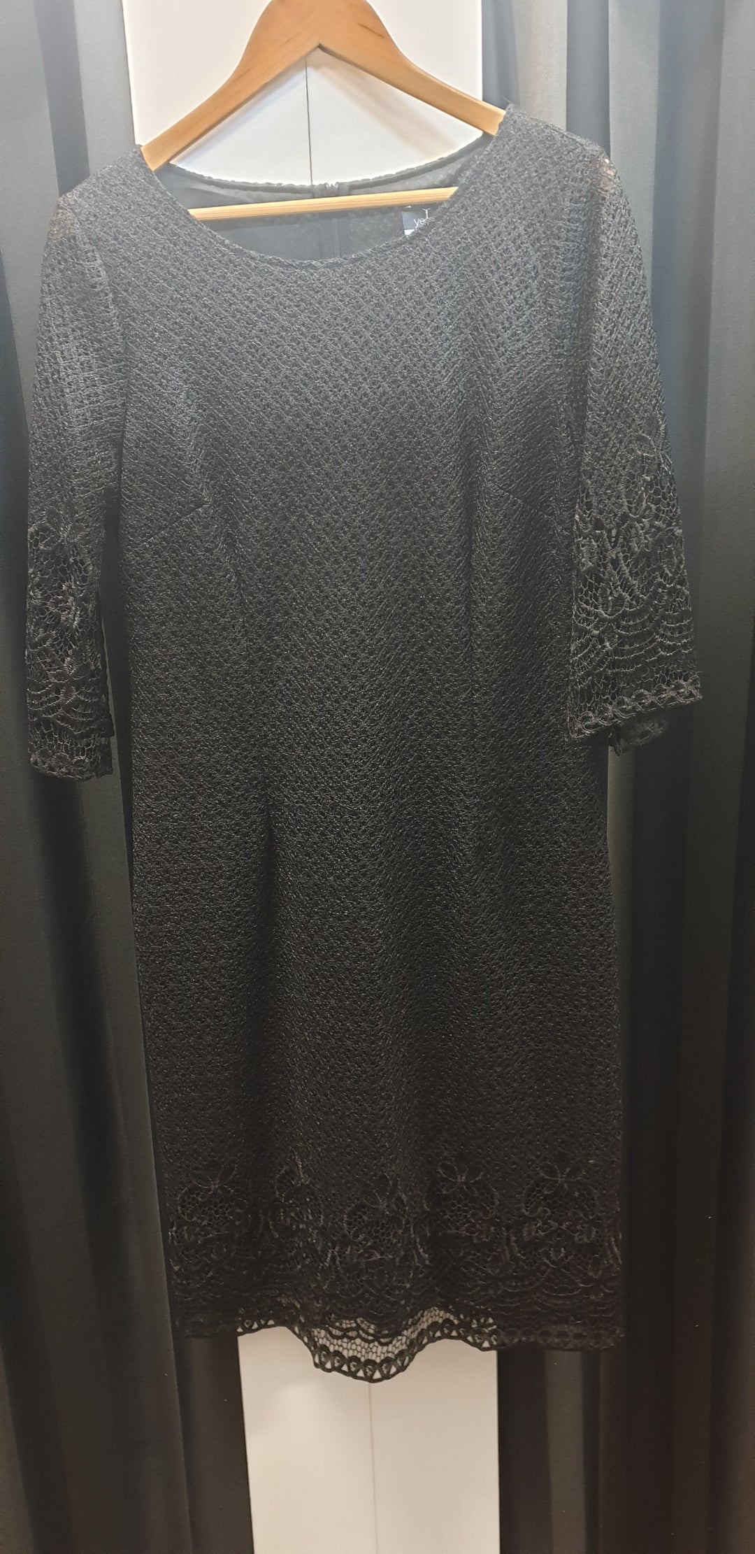 Yesadress woven lace 3/4 sleeve dress in Teal, Navy, Mocha, Black or Shiraz Y304